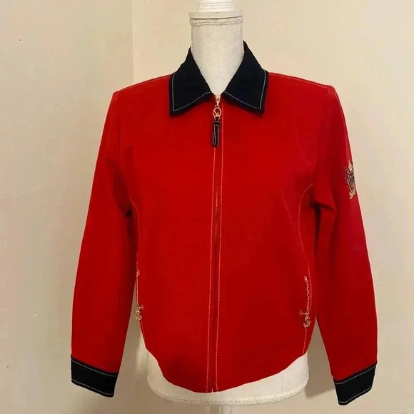 ST. John Sport Red and Navy Cropped Jacket Size Small - Picture 13 of 13